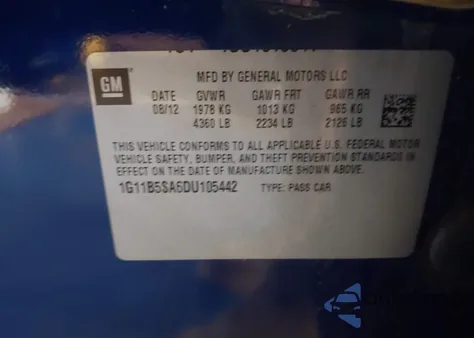 2013 Chevrolet Malibu 1Ls from USA, damaged, VIN 1G11B5SA6DU105442